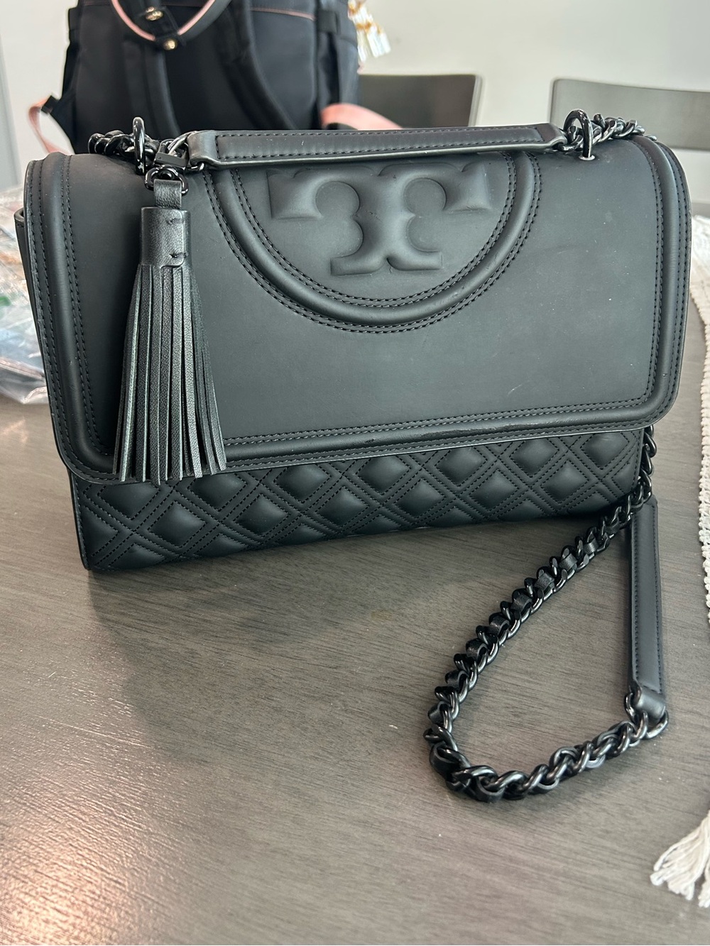 Tory Burch Fleming Matte Black Purse